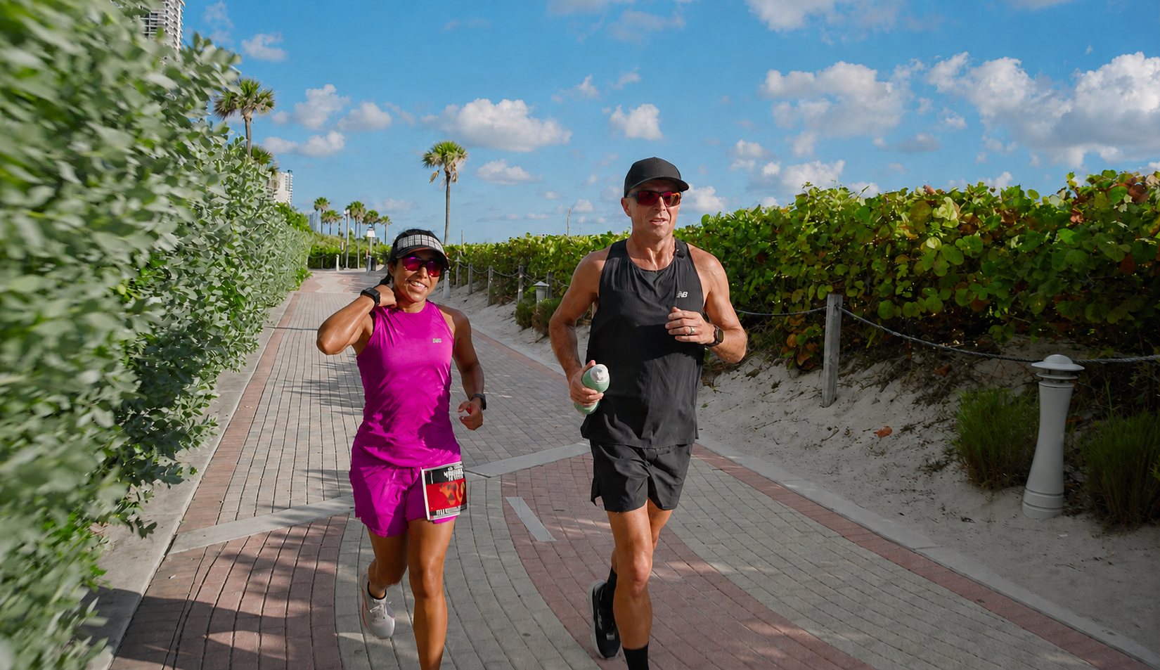Two endurance athletes on a training run