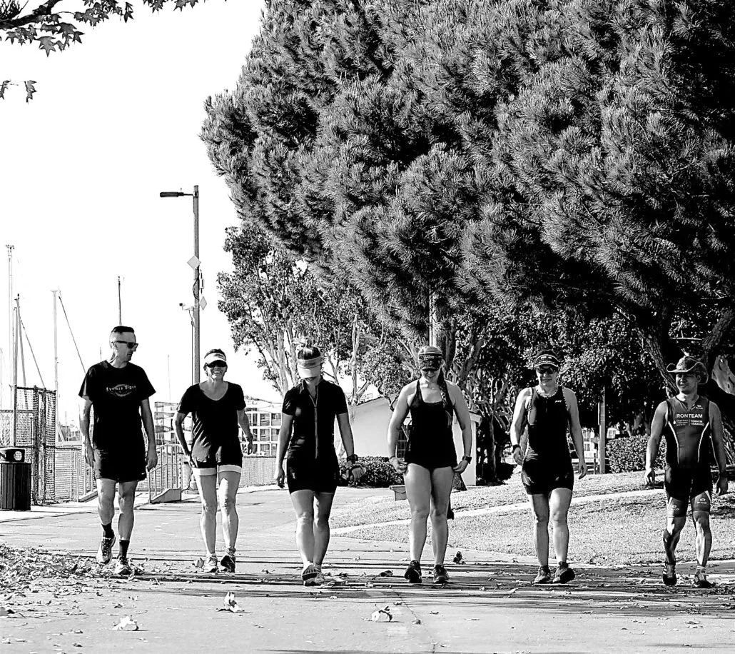 A group of athletes walking together after a session