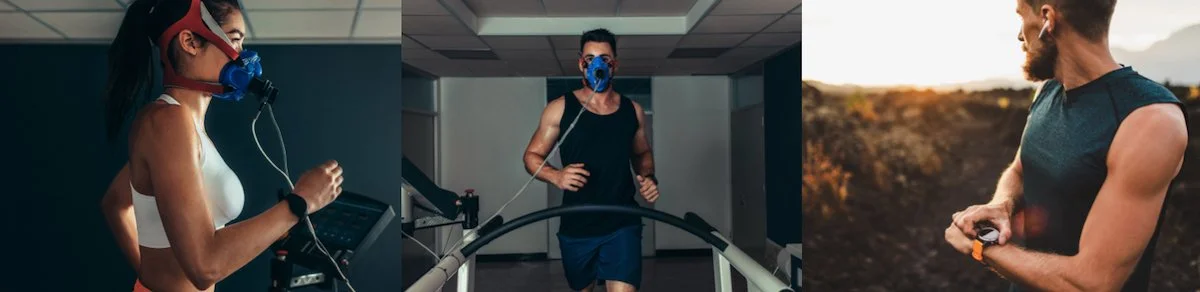 Runners on the lab treadmill, where oxygen cost at a given pace is actually measured